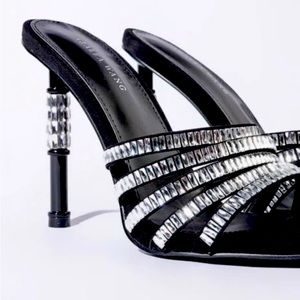 Rhinestone Black Sandals